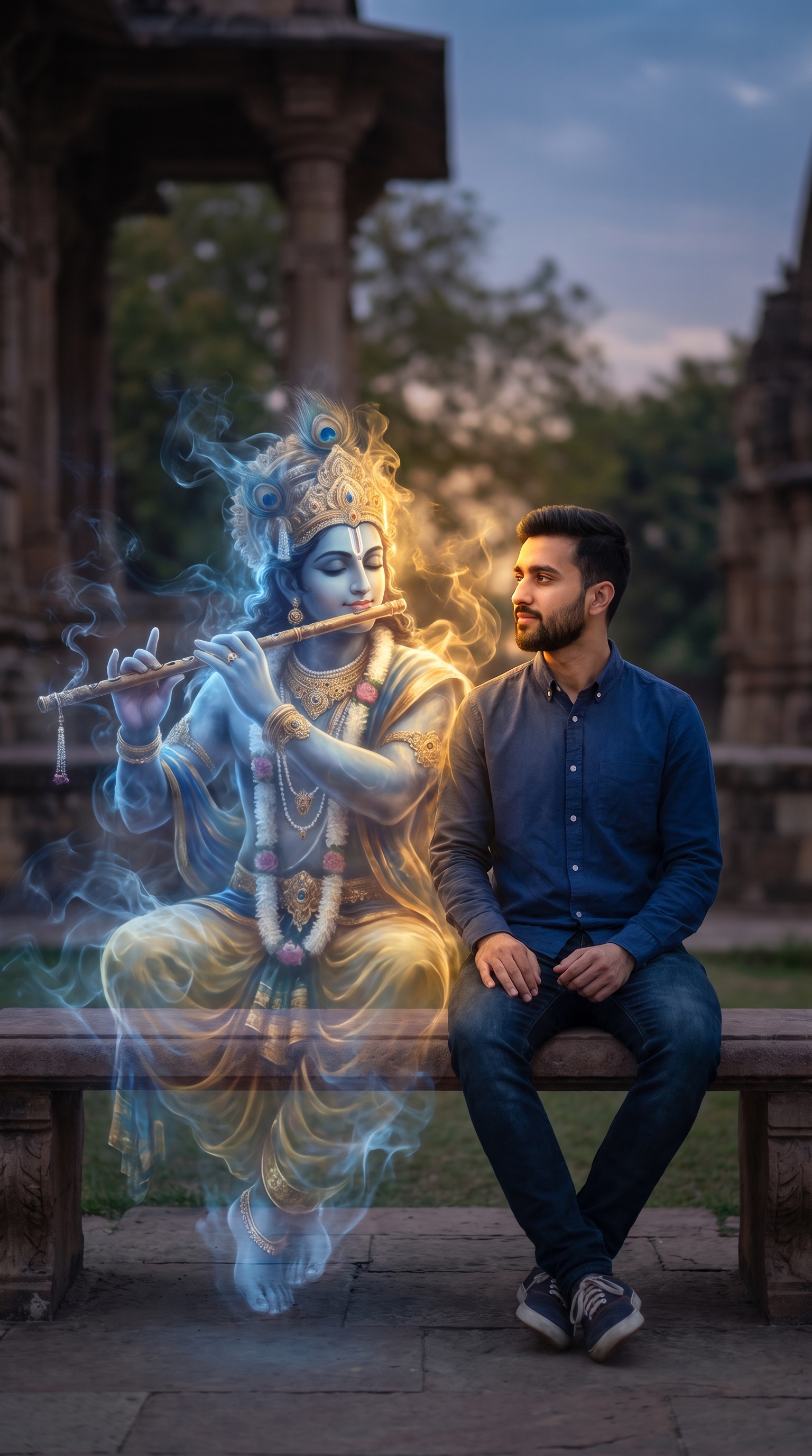 Example output for Ethereal Krishna Portrait